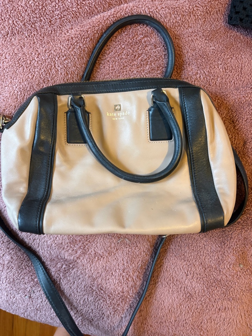 kate spade tan and Black Two-Tone Satchel